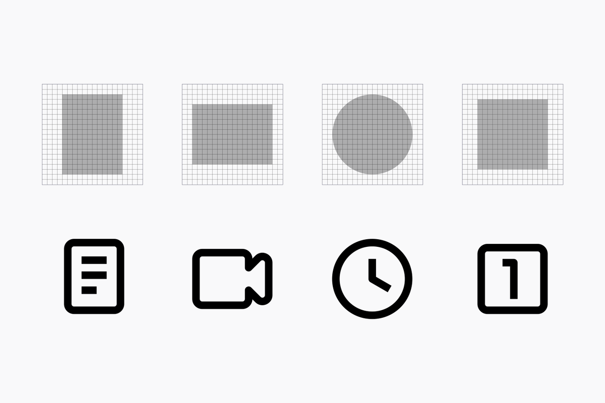 Key shapes, consistently sized according to our #Firefox icon system rules. These shapes serve to establish visual connections between icons with similar proportions 📐✨