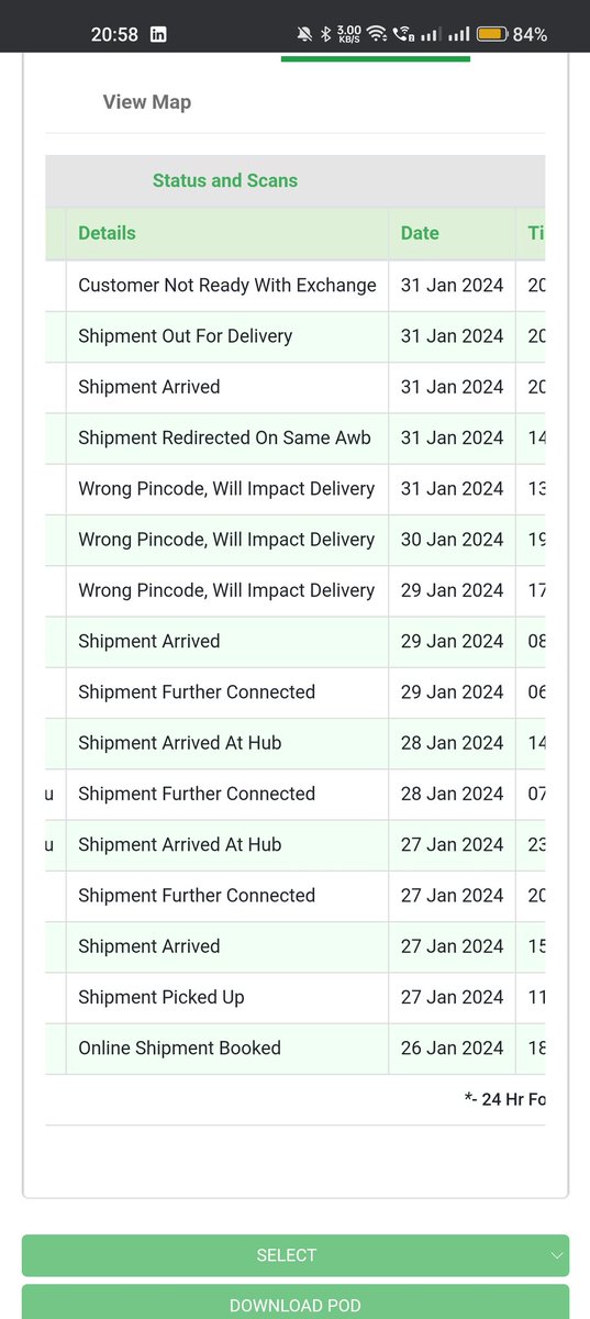 athenasious's tweet photo. @BlueDart_ @BlueDartCares Is @BlueDart_ built on lies? Your person called me up at around 8pm  today and said he will deliver in an hour and I told him to deliver. Half an hr  later he calls and says that he will deliver it tomo morning. I look at the status and it says I'm not ready with the exchange. https://t.co/PRuNuOfycv