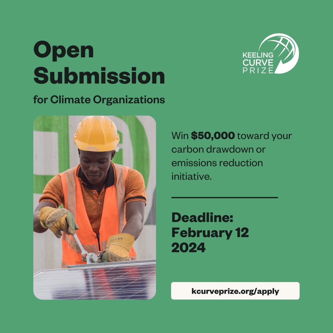 Exciting news! The #2024KeelingCurvePrize application is now open. Thanks to the Global Warming Mitigation Project, 10 climate organizations worldwide can win $50K each. As a 2019 winner, Clean Energy Works knows firsthand the impact. Apply by February 12: kcurveprize.org/apply
