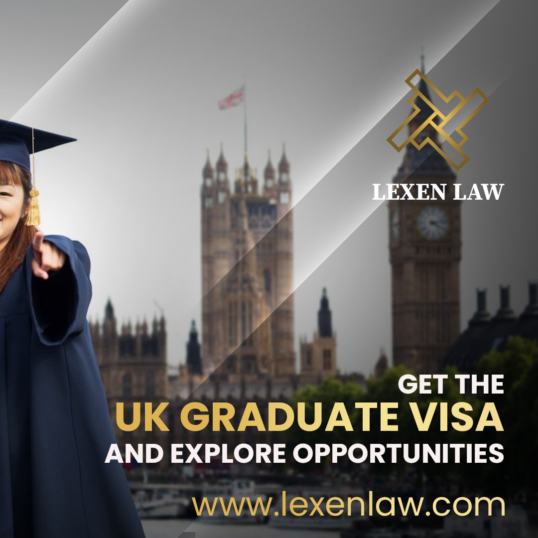 Have you completed your education in the UK? Transform your education into a thriving career with the UK Graduate Visa! Secure your stay for up to 2 years (or 3 years for PHD holders) post-studies. 

#lexenlaw #jobsinuk #London #visaimmigration #GraduateVisa