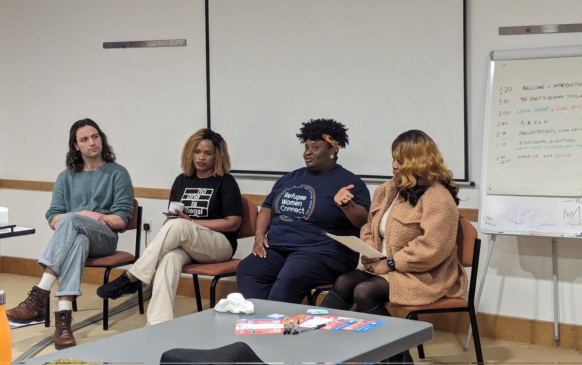 Wrapping up our Solidarity Session in Liverpool. A discussion panel with @AsylumLink, the amazing Comfort of @Refugee_Women, and fearless campaigner Manono. The government may continue the hostility, but our solidarity is stronger 💪 #NoOneIsIllegal