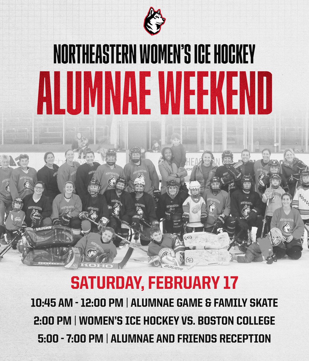 GoNUwhockey's tweet photo. One of our favorite weekends of the year is coming up! 

Can't wait to see everyone for alumnae day on Saturday, Feb. 17! 

Register here: https://t.co/UiXq7vuw92 https://t.co/VljPewvJeE