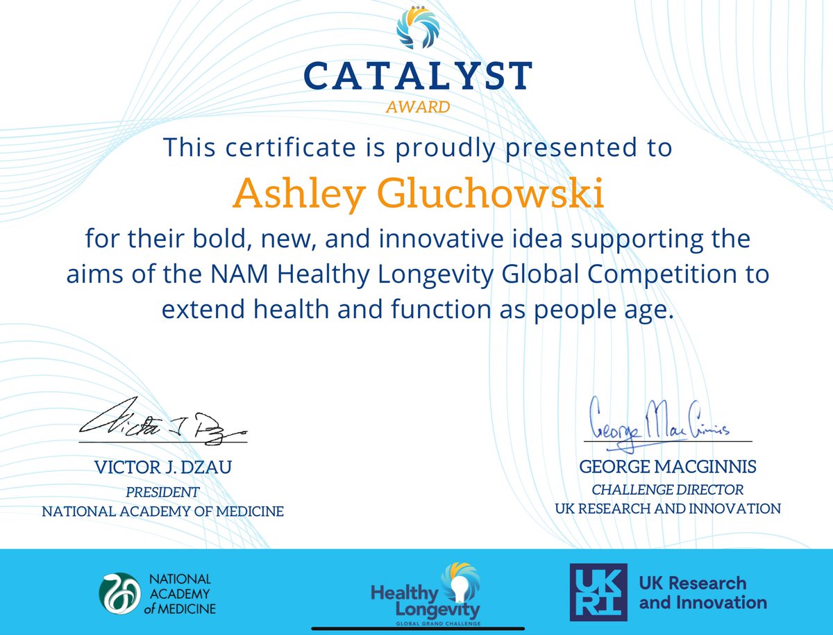 😍Truly honored to be recognized for taking innovative steps to improve healthy longevity #passionandpurpose 🙌🏻 Thank you to everyone who has supported the mission @HealthyAgeingUK @zinc @SalfordPH @UoS_HealthSoc @dralexcc @GMMoving @ATTAIN_network