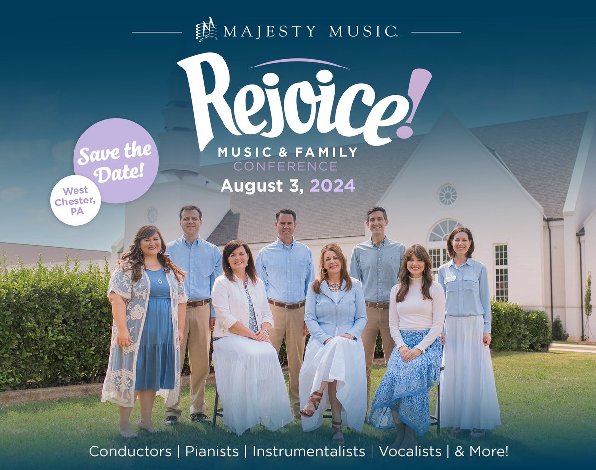 Save the date for our 52nd REJOICE Music & Family Conference on August 3rd, in West Chester, PA!

#RejoiceConference2024 #MajestyMusic #PatchThePirate