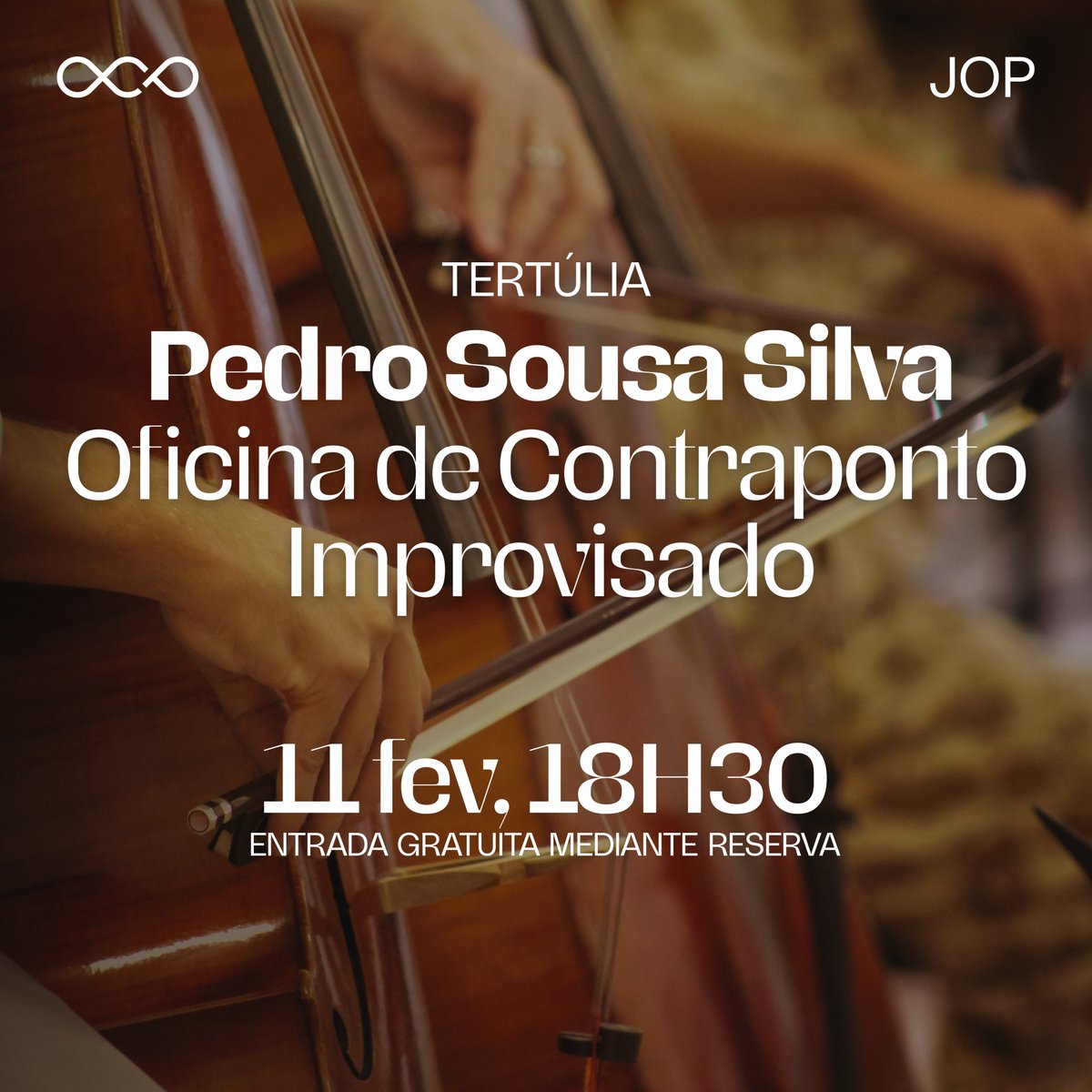 Encontro Barroco 2024
🎯 Oficina de Contraponto Improvisado com Pedro Sousa Silva

🗓️ 11/2 | 18h30-19h30
📍 Sede OCP

Entrada livre, mediante reserva através de reservas@ocp.org.pt

Morada: Antiga Escola Sofia Carvalho | Rua Sofia Carvalho, 1 | 1495-122 Algés - Portugal