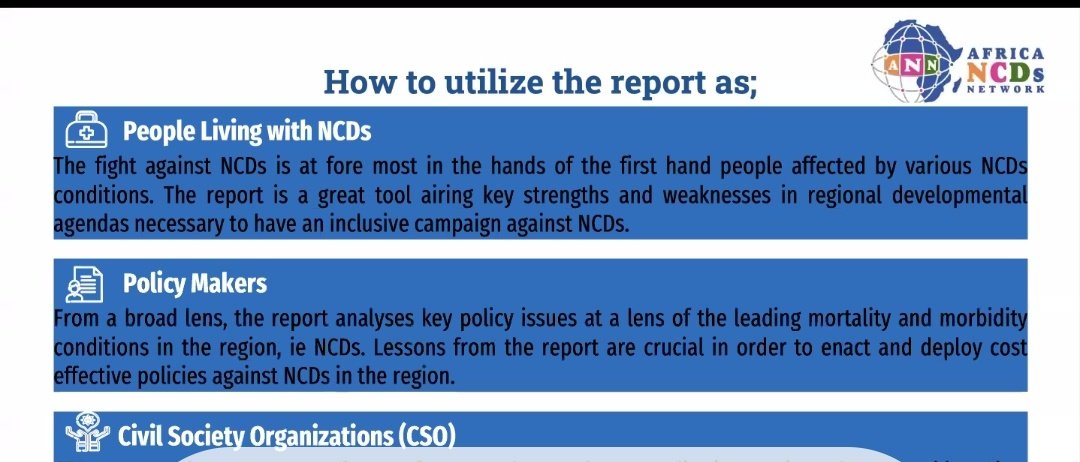 We have launched our report on the intergration of NCDs in Africa Regional Development Agendas.