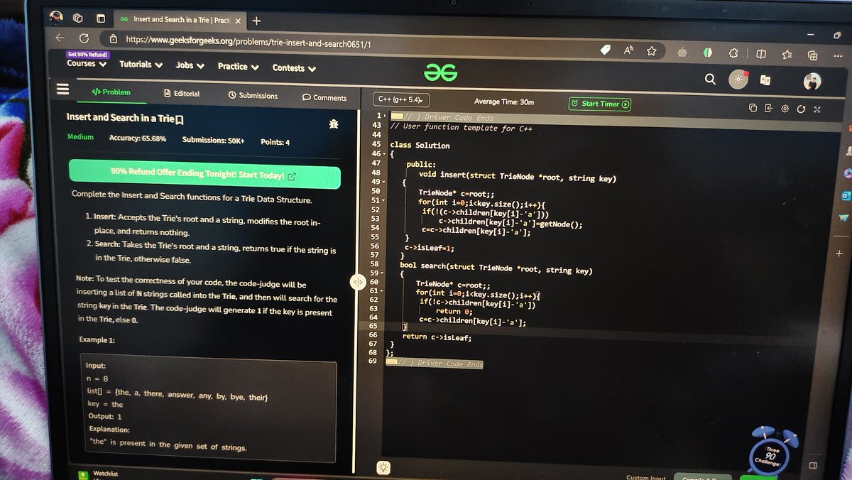 rox_getit's tweet image. DSA REVISION DAY 70
Problem - insert and search in a trie

#100DaysOfCode 
#buildinpublic
#developers
#programming 
#consistency