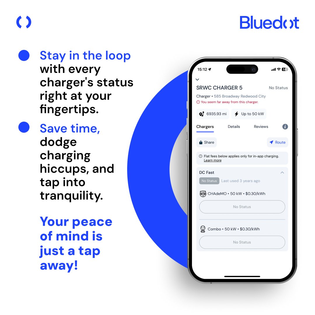 Public #EVchargers can be a crapshoot. 🎲🎲🤨Don’t gamble! Get real-time charger status in the #Bluedot app. Plus charge fast and easy for a low flat rate. Less risk, more rewards! #EVEasy