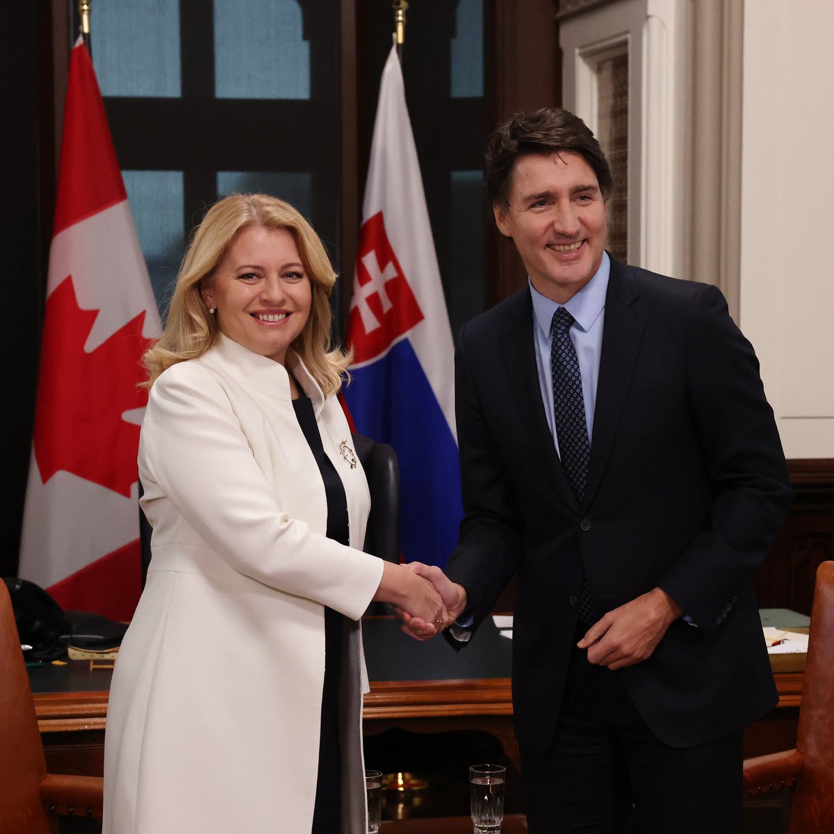 A very productive meeting with Prime Minister <a href="/JustinTrudeau/">Justin Trudeau</a>, reinforcing #Slovakia-#Canada political, economic and security ties as NATO Allies.

Our partnership is built on shared values of democracy and the rule of law. We agreed to work on further deepening our trade ties