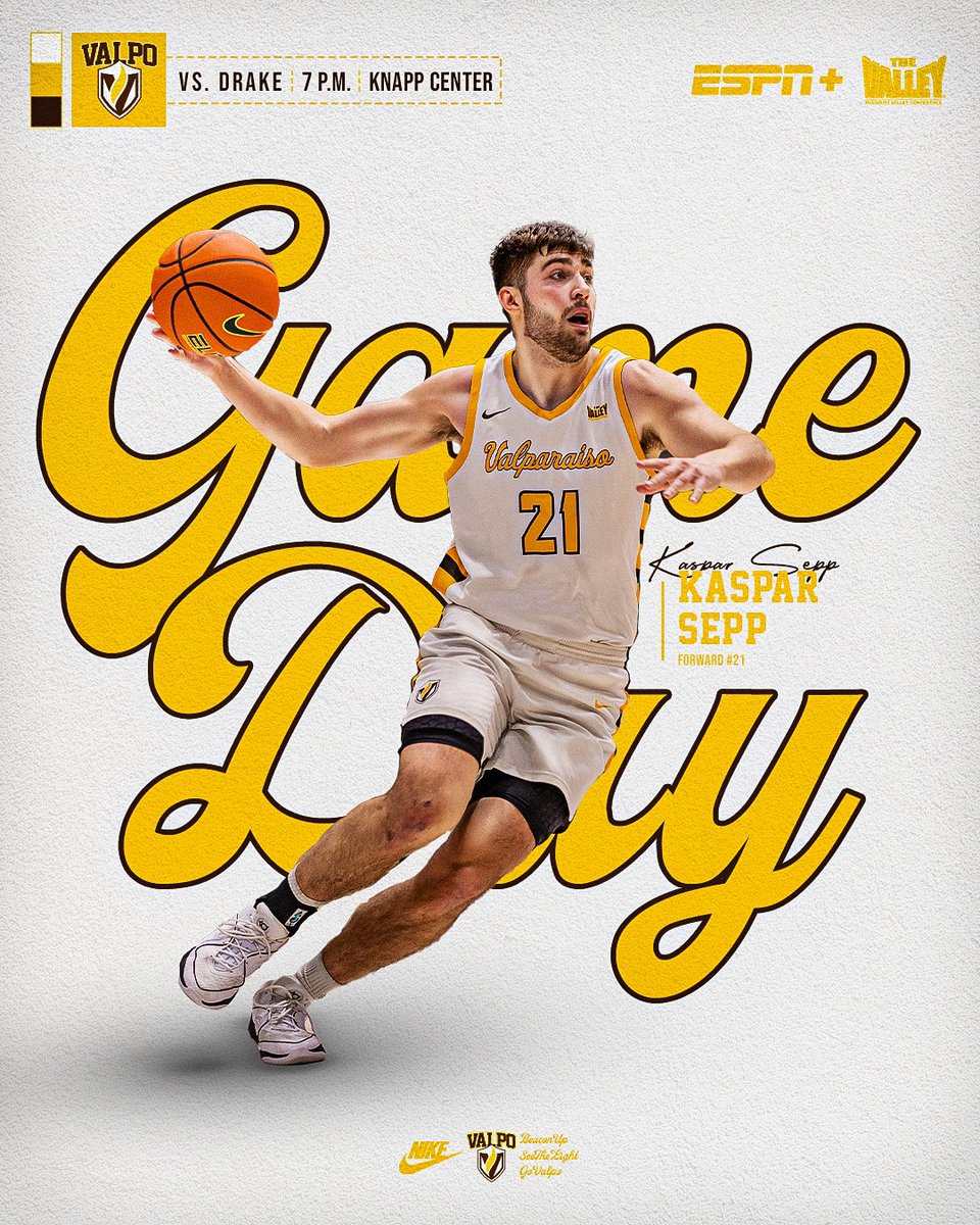 Valpo Basketball (@valpobasketball) on Twitter photo Game Day on the road ‼️
🆚 <a href="/DrakeBulldogsMB/">Drake Basketball</a>
📍 Knapp Center
📺 ESPN+
📻 WVUR-FM
🔗linktr.ee/valpombb
#BeaconUp #SeeTheLight #EverydayGrit Game Day on the road ‼️
🆚 <a href="/DrakeBulldogsMB/">Drake Basketball</a>
📍 Knapp Center
📺 ESPN+
📻 WVUR-FM
🔗linktr.ee/valpombb
#BeaconUp #SeeTheLight #EverydayGrit