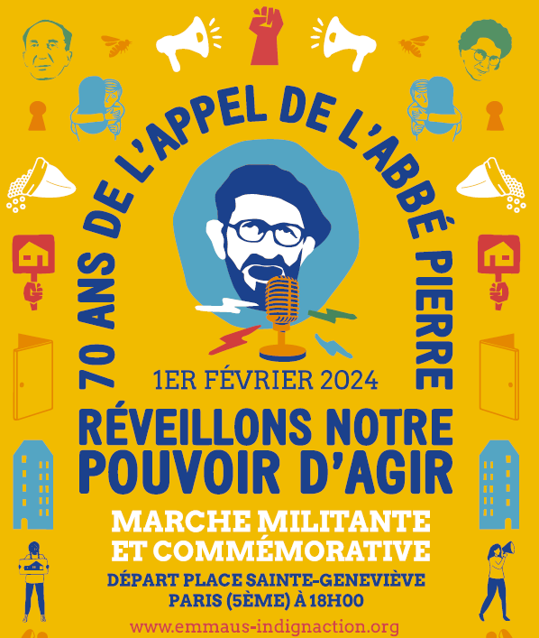📣📣Retrouvez-nous demain à Paris et partout en France pour célébrer les 70 ans de l'appel de l'abbé Pierre !

Ensemble, réveillons notre pouvoir d'agir !
#IndginAction

📍 Accéder à la carte des évènements : emmaus-france.org/70-ans-de-lapp…