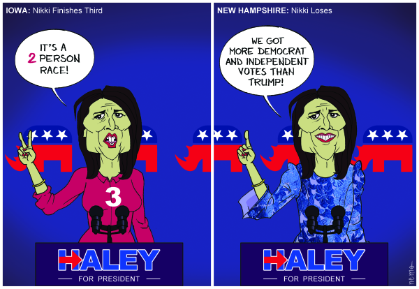 Nikki Victory Spins politicalcartoons.com/cartoon/282127 #NikkiHaley