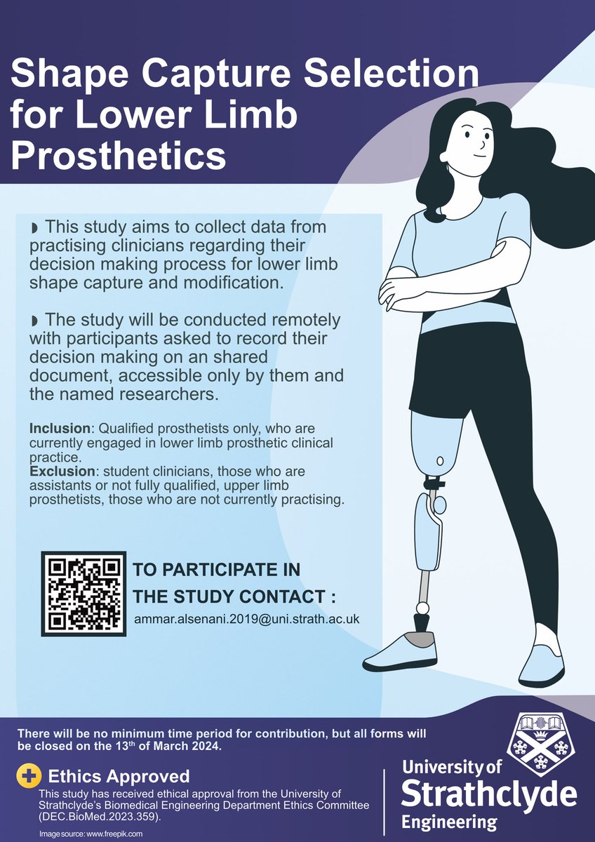 How are clinicians making decisions regarding shape capture methods for lower limb prostheses? Please consider taking part in the student project detailed below.  

🦿🦿🦿🦿🦿🦿🦿🦿🦿🦿🦿🦿🦿