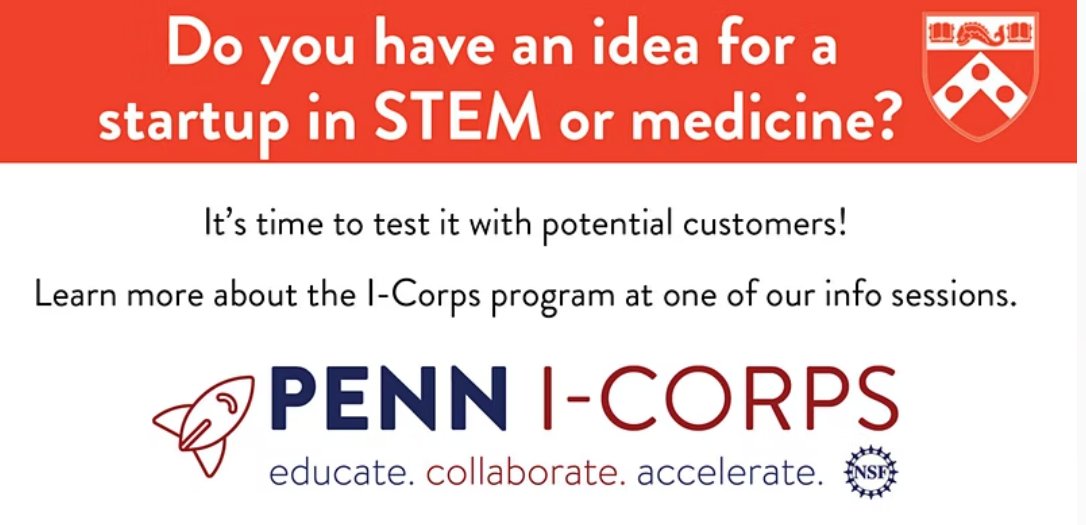 Applications for the Penn I-Corps Spring 2024 program are now open.

Penn I-Corps is a program designed for faculty, researchers and students who a want hands on support in moving their startup ideas forward. Apply here: pci.upenn.edu/entrepreneurs/…