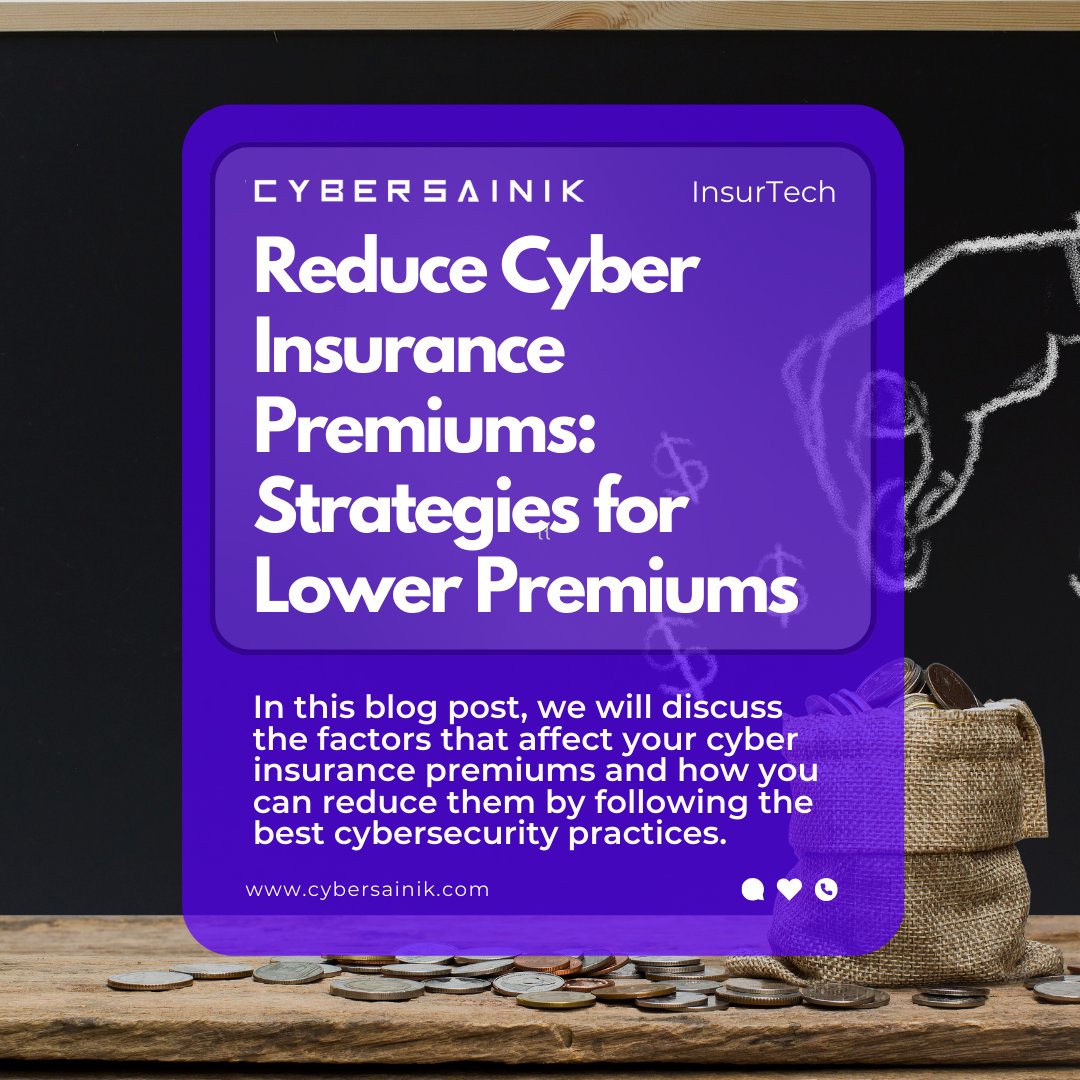 Learn how to save money on cyber insurance in our latest blog post. Find out the best practices and tips for cyber security.#CyberSainik #cyberinsurance #cybersecurity #cyberdefense #Insursec 🛡️💡

Learn more: hubs.ly/Q02jklzK0