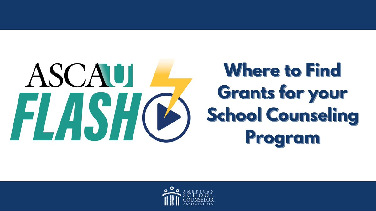 #ASCAUflash: Where to Find Grants for your School Counseling Program
Watch here: bit.ly/48dfaIx