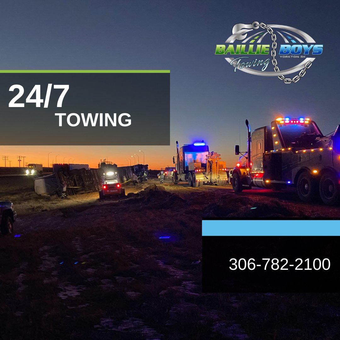 We're here, because your road, your time, is our top priority. 📞 Call us at 306-782-2100!

#BaillieBoysTowing #AlwaysOnCall #24HourRoadsideAssist #ExtremeRecovery #HeavyTowing  #YorktonTowing #towing #towingservice #towingandrecovery #towingcompany #towingyorkton #towingnearme