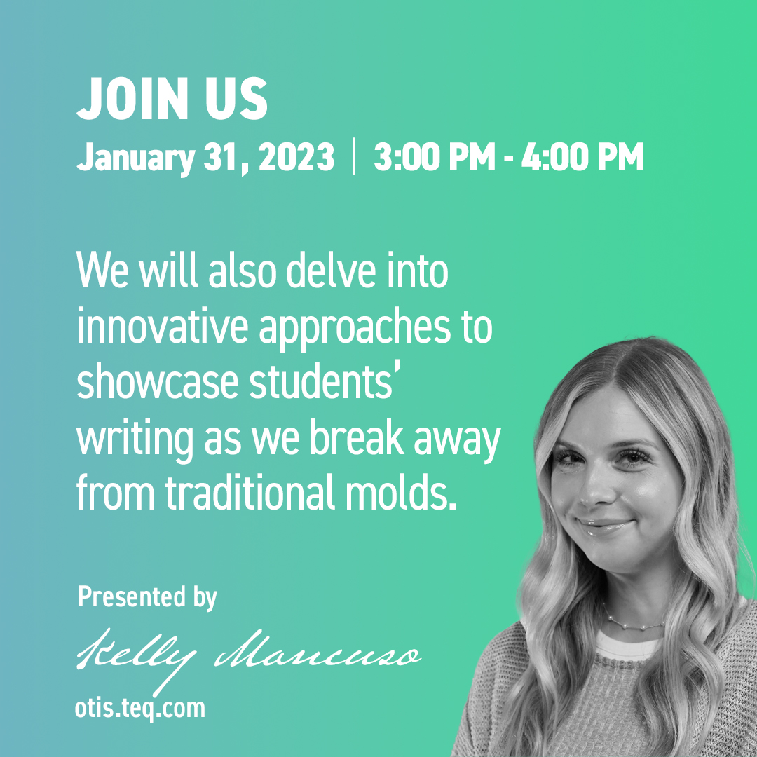 OTIS4educators's tweet photo. Tune in to this session today at 3PM EST, as Kelly will guide you through innovative methods for creative writing and then showcasing student work. Sign up here: https://t.co/7FWt4Ezder #edtech #edchat #educatorPD #OTISPD https://t.co/ZSqdkjPOsO