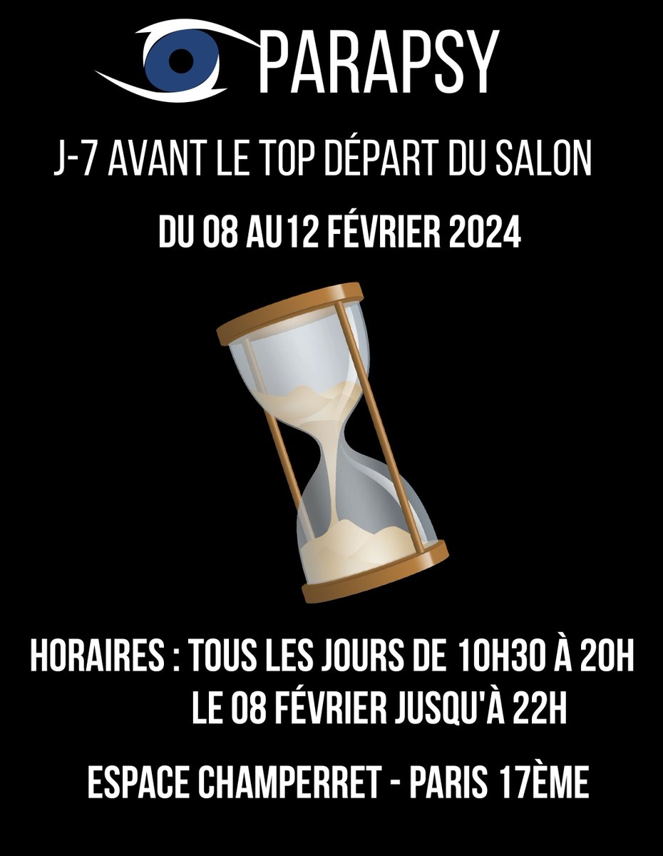 📣 Parapsy dans 1 semaine 💫
Plus que 7 jours avant de vous plonger dans le monde du bien-être &amp; des arts divinatoires !
Une aventure sur cinq jours avec des exposants passionnés et des conférences toutes les heures ✨
🌐 Pour plus d'informations👉salonparapsy.com