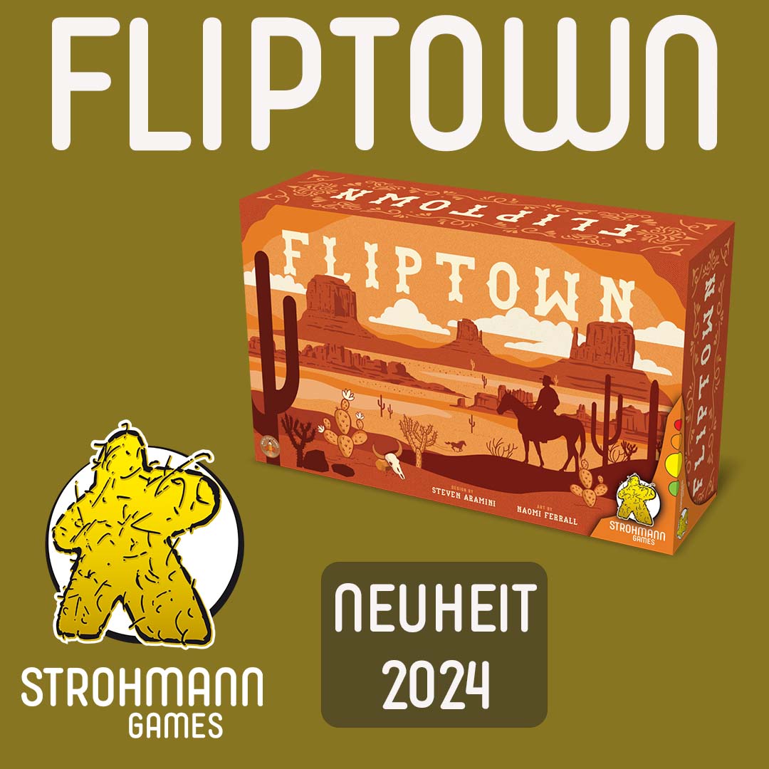 Die deutsche Version von Fliptown wird im Laufe des 2. Halbjahres 2024 bei uns erscheinen. Fliptown ist ein leichtes Kennerspiel für 1-4 Cowgirls oder -boys. Eine Partie dauert ungefähr 30-45 Minuten. #fliptownboardgame #fliptowngame #strohmanngames #brettspiel #writestuffgames