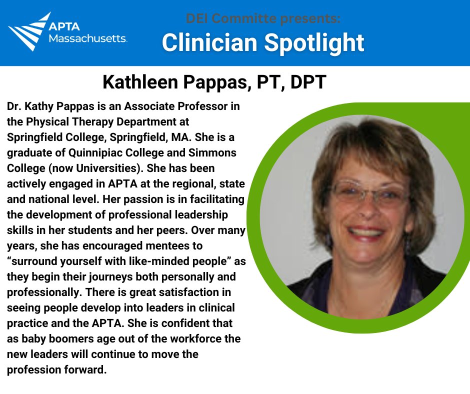 Celebrating on the last day of Mentorship Month.  Kathy Pappas has been a mentor and role model for many of her students, colleagues, and therapist in the community over the years. Her willingness to support and guide others is greatly reflected in the many she has impacted.
