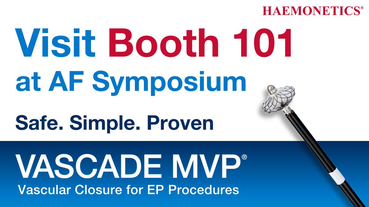 HaemoneticsIT's tweet photo. Ready for the kickoff of #AFSymposium tomorrow? We certainly are! Visit us at booth #101 to discuss how the #VASCADEMVP system enables #SameDayDischarge for AF ablation patients. Stop by and say hello! https://t.co/4anSRC2Pop