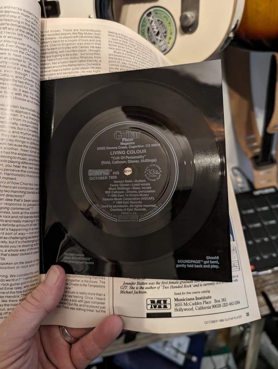 I've been trying to reclaim some of my favorite <a href="/GuitarPlayerNow/">Guitar Player</a> from back in the day and one of my favorites showed up.  <a href="/vurnt22/">Vernon Reid</a> cover with the Cult of Personality sound page. 
October 88 edition. I'm feeling whole again. Reid's interview is still impactful to this day.