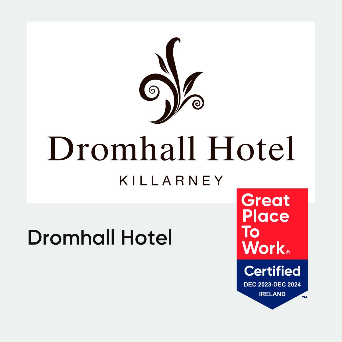 CERTIFICATION 🏅| Congratulations to @DromhallHotel for being Certified™ as a #greatplacetowork again! Well done to the team for this amazing achievement!

Check out all the Certified™ organisations 👉 hubs.li/Q02jkR5L0

#gptw #gptwcertified #certifiedgreat