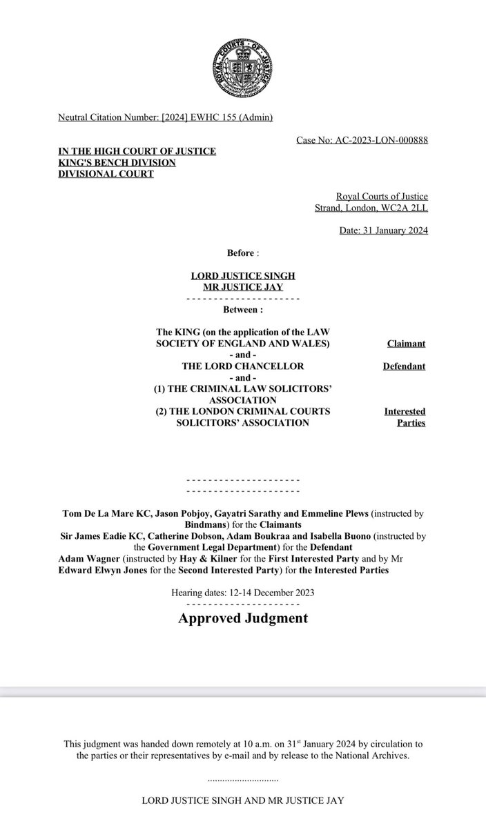 “It should not take a high court ruling, 2 years after the Government-commissioned independent review of legal aid, to restate that for both solicitors and barristers an annual level of “at least 15%” above the previous levels was needed as emergency treatment for the criminal