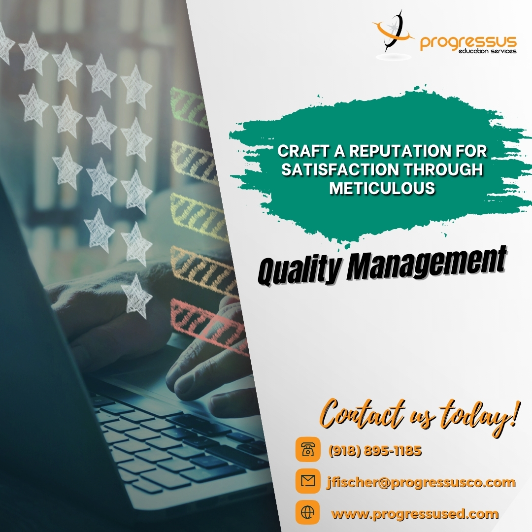ProgressusEd's tweet photo. Craft a reputation for satisfaction through meticulous Quality Management. 🌟

Contact Number : (918) 895-1185
Email : jfischer@progressusco.com
Website : https://t.co/bXiP8MU2RE

#progressus #joshuatfischer #educationservices #qualitymanagement #education #askprogressus #2QR https://t.co/m2fkcwEUOr