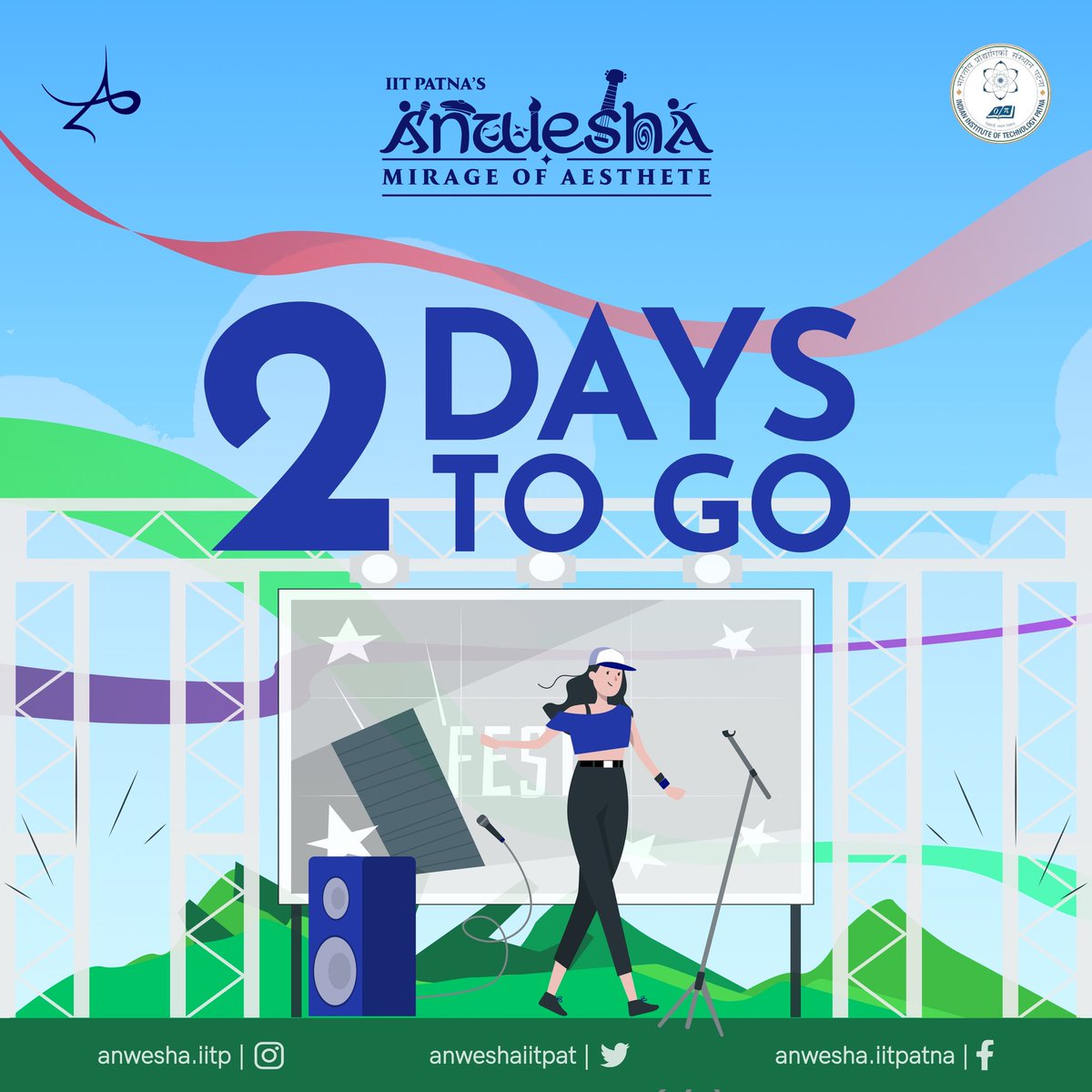 Anticipation intensifies as excitement builds. Just 48 hours until the big reveal. 

Stay tuned for something amazing!!

#2DaysToGo #Anwesha #iitp #iit #fest