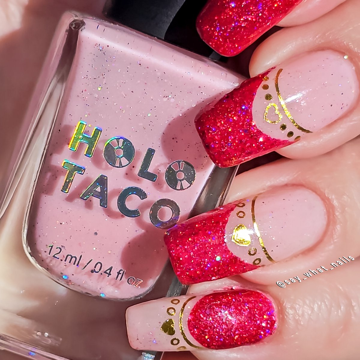 say_what_nails's tweet photo. Holo friends.  Coquette or not? 🎀💟💅

Influenced by Cristine's @nailogical 2024 trends stream this past Saturday, while doing my 💅  for the #RandomHoloTuesday Party Punch collab. Yes, it's not a soft pink, but hey it's all about Party Punch.

WdYt? 

#holotaco #paintwithsimply https://t.co/mioHgO0Sru