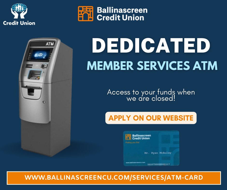 📷 Convenient Banking at Your Fingertips! 📷

Sign up for an ATM Card and make use of our dedicated Member ATM! 📷 Skip the lines and access your funds with ease at Ballinascreen Credit Union. Your financial convenience, our priority. 📷 #EasyBanking #MemberATM