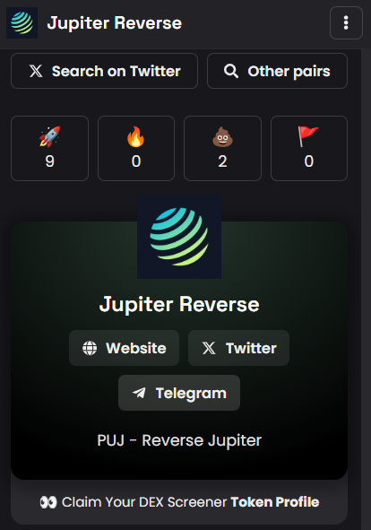 JUPReverse's tweet photo. Dexscreener updated!

Chart: https://t.co/OKK5fFgocW

$PUJ #JUPReverse https://t.co/Hu6ASBaJyu