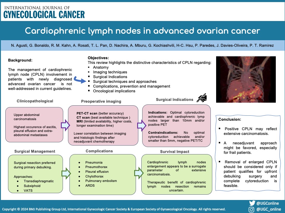 🚨 Review on #Cardiophrenic lymph nodes in advanced #OvarianCancer by our Editorial Fellows @nagustiga @BonaldoGiulio @RyanKahnMD1 @AndreaRosatiMD @Pan_Teresa_MD @nissiemburu @gvantsagk @HsuMd @DrJenOG @pedroramirezMD 🔗 bit.ly/3Off9fO @JayrajAarthi @AndreFernandes2