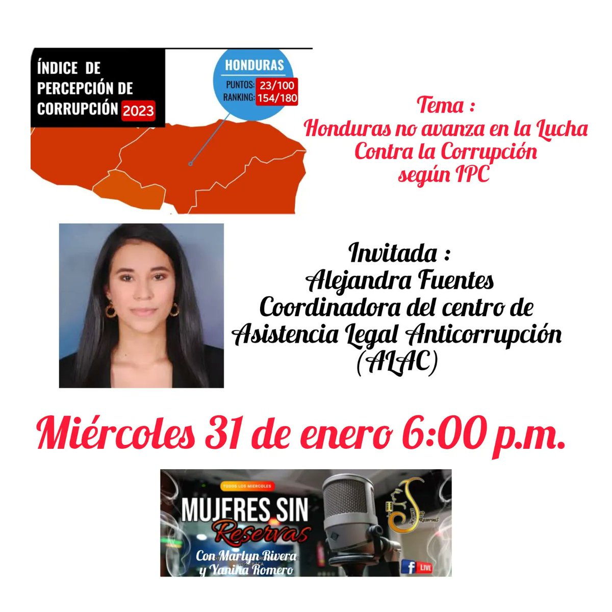 MSinReservasHN's tweet photo. Este miércoles cerrando el mes de enero de 2024, les invitamos a compartir Mujeres, Sin Reservas con dos temas de actualidad y de interés. Con las periodistas @MarlynElisa
@YaninaRomCa

#Honduras https://t.co/JMn1Nh8TdV