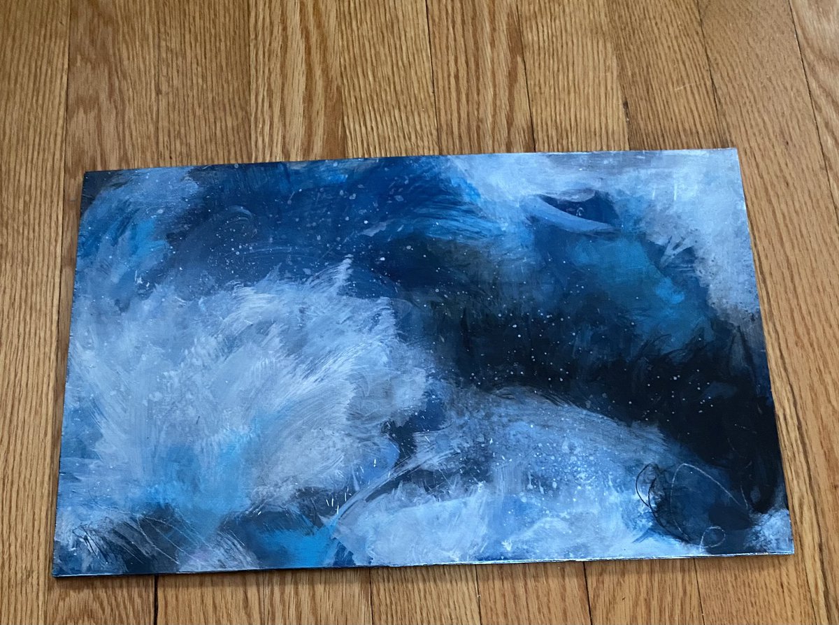KateMLArtwork's tweet image. Into the Mystic 10x15 mixed media acrylic on wood panel. Reflective of the recent weather.#abstractart #paintingonwood #blueabstract #mystical #contemporaryart