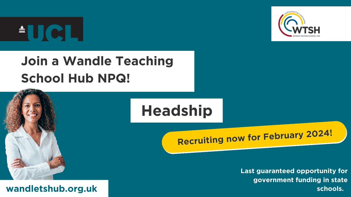 Today is the last day to apply for an NPQ starting in February! 📢 

Please note, this is the last year of funding for each course so do not miss out! 👨‍🏫 

You can find out more information on our website, linked below 👇
wandletshub.org.uk/npqs-2/-NPQ-Ap…

#npqs #teacherdevelopment