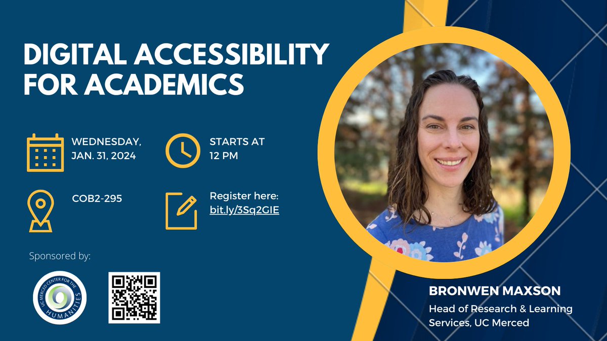 Please remember to join us today for Bronwen Maxson's talk this noon at COB2-295 on digital accessibility for academics.