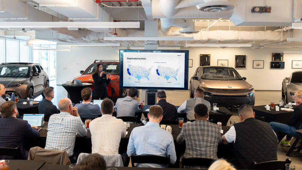 FiskerInc's tweet image. Exciting day at Fisker HQ. Yesterday we welcomed dealers from across North America, celebrated our first US Dealer Partner, Mills Auto Group, and introduced our ‘win-win-win' opportunity for our new Dealer Partnership model. 

#Fisker #CleanFutureForAll