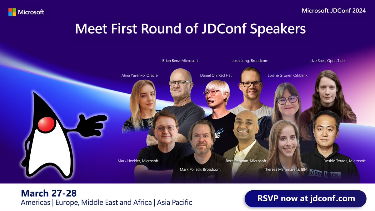 🌟 Meet the first round of speakers at JDConf 2024, showcasing insights in Java, cloud, and generative AI. Be part of the conversation on future tech trends. 👉 Read more aka.ms/meet-speakers and RSVP now at jdconf.com

#Java #SpringBoot #JakartaEE #AI #JDConf
