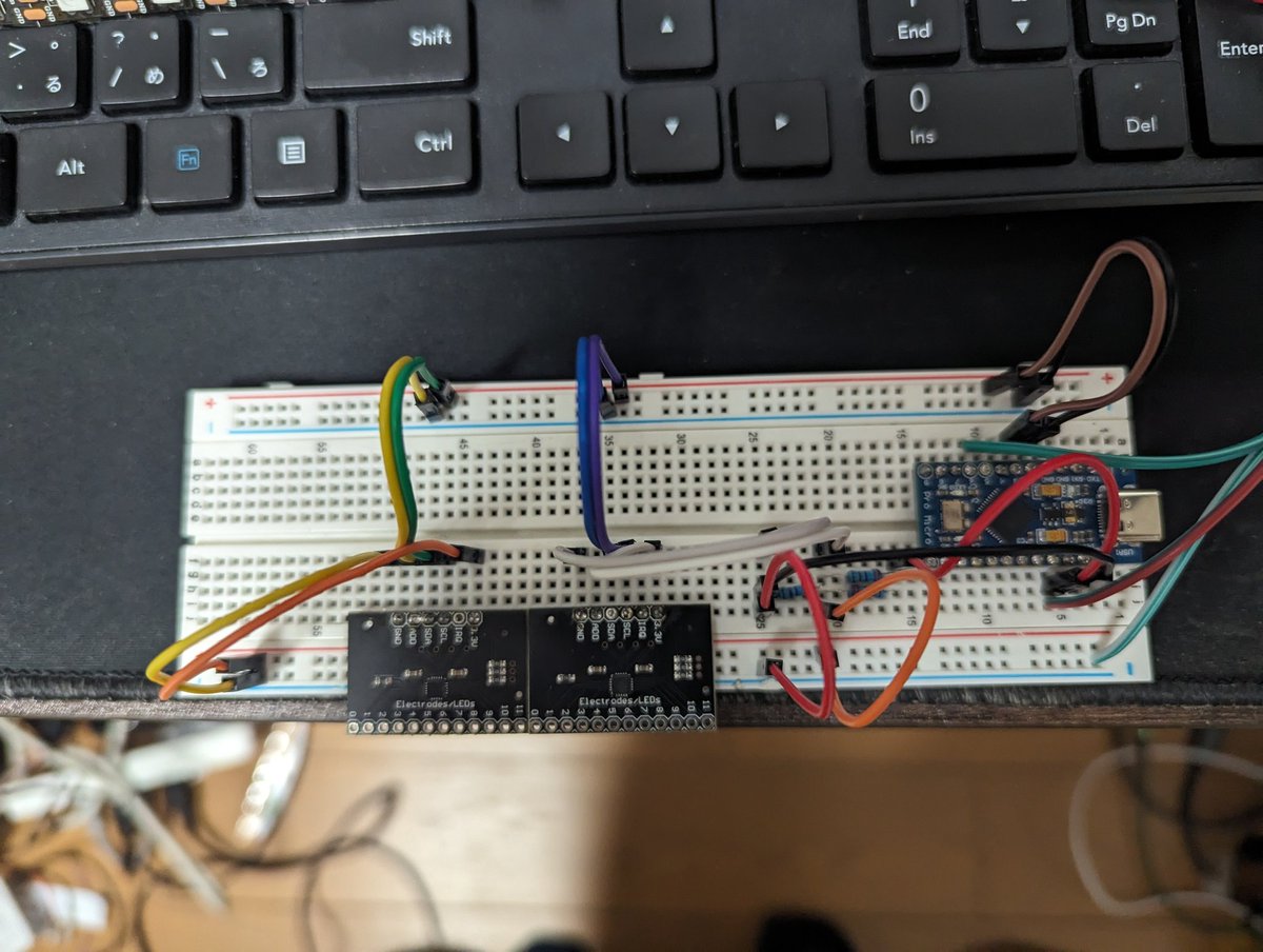 kairu8264's tweet photo. チュウニズムのコントローラーの回路作れた!
#chunithm
#arcade
#arduino
#promicro
#mpr121
#umiguri https://t.co/woeGOua24j