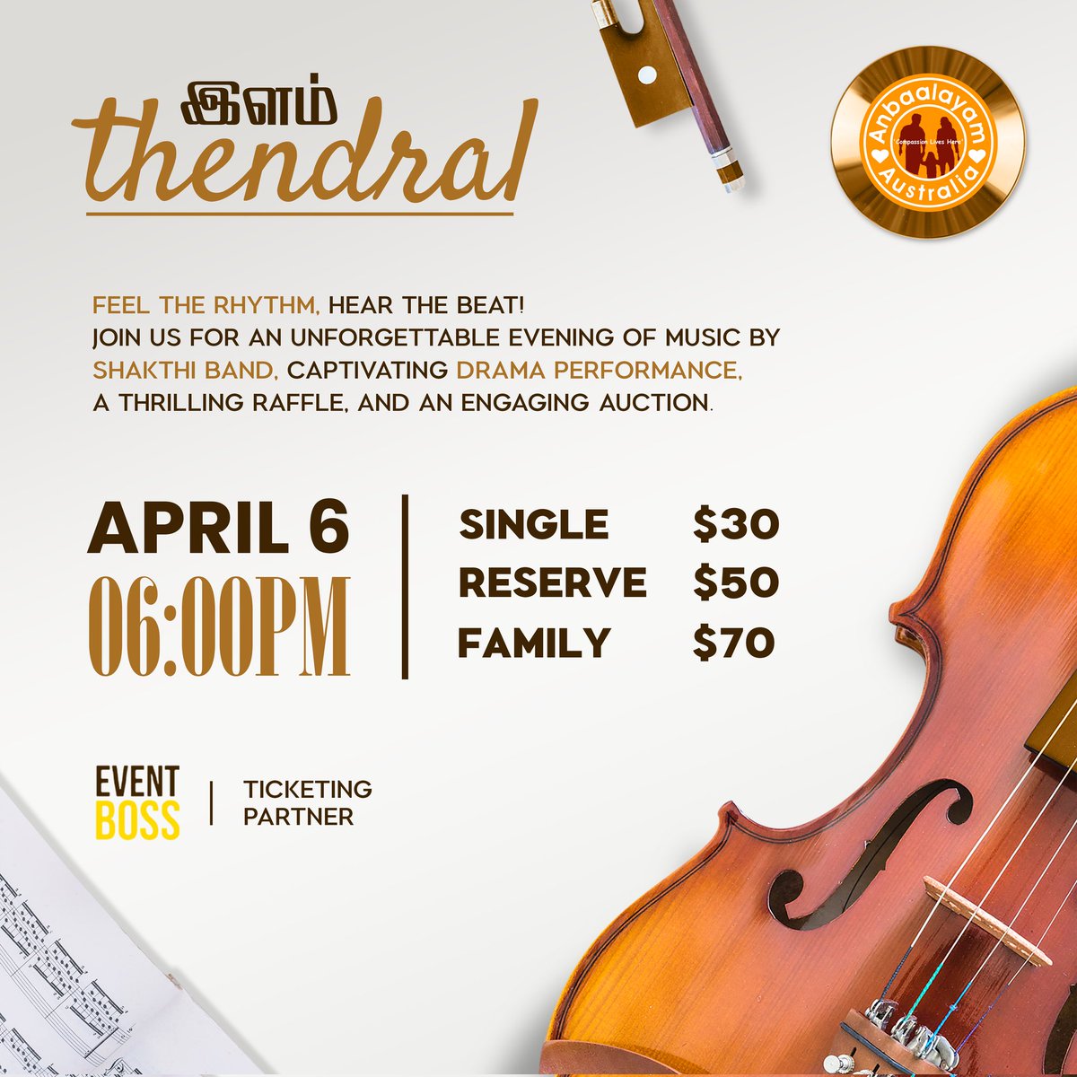 EventBoss3's tweet photo. Join us for an unforgettable evening of music by Shakthi band. Feel the rhythm and hear the beat! https://t.co/NYooQdz2W2
