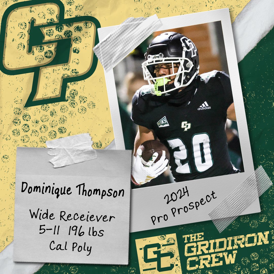 ⚠️ Attention Pro Scouts, Coaches, and GMs ⚠️ You need to look at 2024 Pro Prospect, Dominique Thompson @D_thompson20, a WR from @calpolyfootball 👀 See our Interview: thegridironcrew.com/dominique-thom… #2024ProProspect #DraftTwitter #NFLDraft #NFL #CFLDraft #CFL #ProFootball 🏈