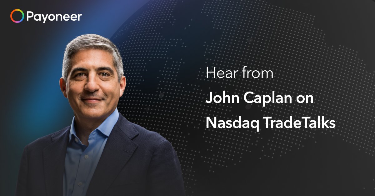 Great conversation on @Nasdaq @TradeTalks with @JillMalandrino. Payoneer CEO John Caplan joined @ACI_Worldwide's Thomas Warsop and @BrimFinancial's Rasha Katabi to discuss #crossborderpayments. Watch here 👉 paynr.co/4bkMYpF #Payoneer