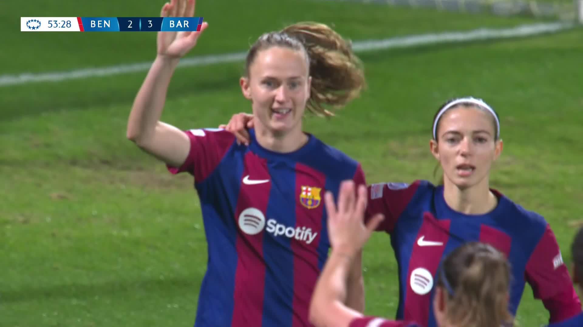 Caroline Graham Hansen doing what she does best. She's been on FIRE! 🔥Watch the UWCL LIVE for FREE on DAZN 👉  #UWCLonDAZN