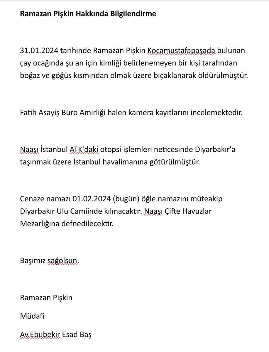 eesadbas's tweet image. Adli dosyayı bizzat takip ettiğimi bildiririm. 

#ramazanhoca 
#RamazanPişkin