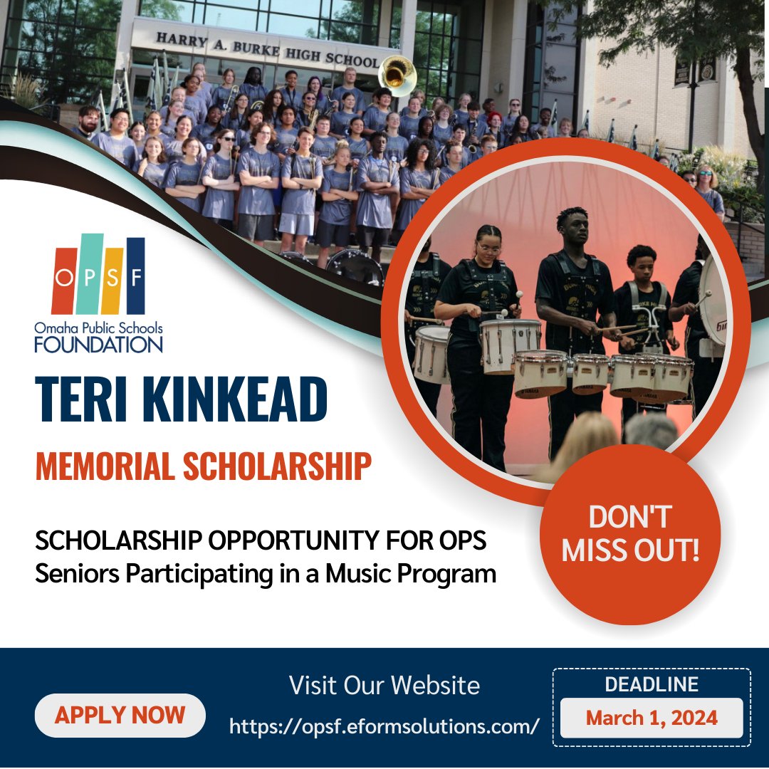 Calling all music enthusiasts! Are you an OPS high school senior who has harmonized in the school choir, played notes in the band, or created musical magic in orchestra? The Teri Kinkead Memorial Scholarship is YOUR stage to shine! Apply today at opsf.eformsolutions.com/landing/sign-in