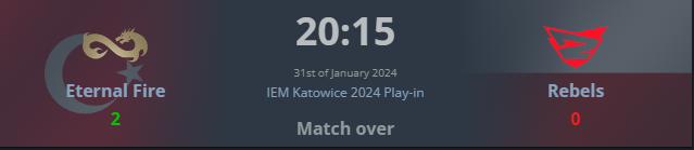 ❗️ IEM Katowice 2024 Play-in ❗️

Eternal Fire wygrywa 2-0 z Rebels jednocześnie dostając się do spodka 🔥