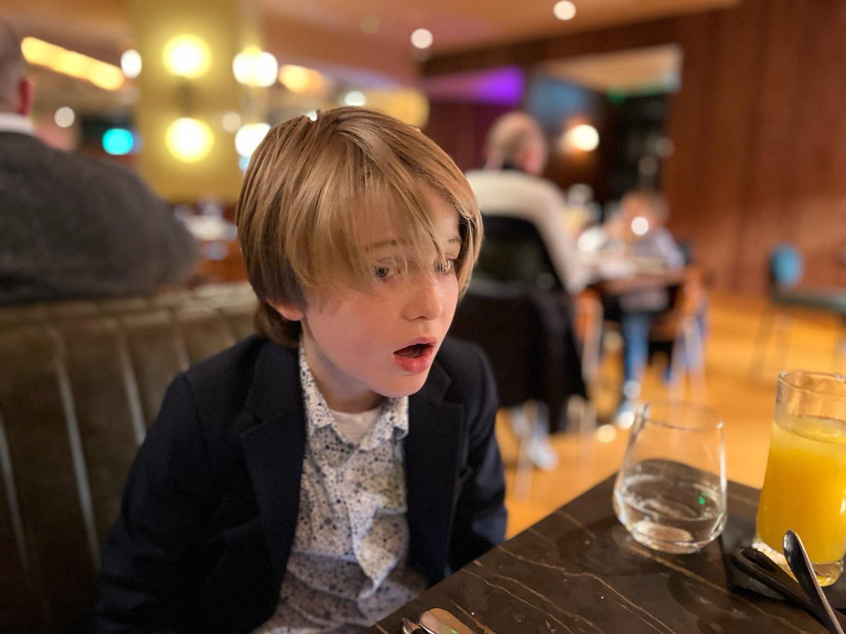 Elainegrange's tweet photo. @MichaelsCoDub Find someone to look at you the way our boy looks at Surf’n’Turf , amazing birthday meal with the fam and so well taken care of by Big Mikes Team https://t.co/hx47uYBRt3